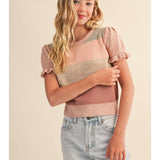 Pink Colorblock Sweater Top