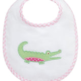 Alligator Applique Basic Pink Bib