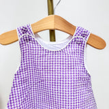 Classic Purple Gingham Bubble Romper