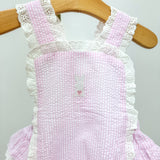 Pink Seersucker Easter Bunny Ruffle Romper