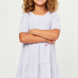 Girls Lavender Textured Knit Tiered Dress