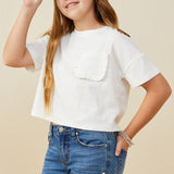 White Ruffle Pocket Tee
