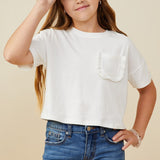 White Ruffle Pocket Tee