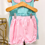 Penelope Bloomer Set- Mint Stripe/Light Pink