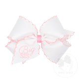 King Grosgrain Bow Light Pink Moonstitch Edge Big Sis Embroidery