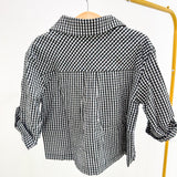 Black Roll Sleeve Gingham Seersucker Shirt