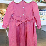 Red Gingham Christmas Trees Dress W/Bows