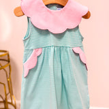 Penelope Bloomer Set- Mint Stripe/Light Pink