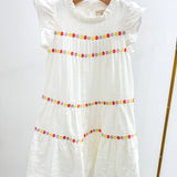 Contrast Floral Lace Trim Ruffle Tank Dress