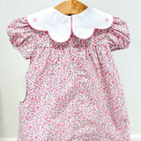 Charlotte Pink Floral Embroidered Heart Scallop Collar Dress