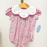 Charlotte Pink Floral Embroidered Heart Scallop Collar Bubble