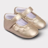 Amina Girls Hook & Loop Crib Shoe Gold