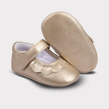 Amina Girls Hook & Loop Crib Shoe Gold