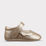 Amina Girls Hook & Loop Crib Shoe Gold