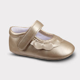 Amina Girls Hook & Loop Crib Shoe Gold