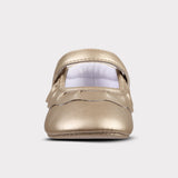 Amina Girls Hook & Loop Crib Shoe Gold