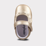 Amina Girls Hook & Loop Crib Shoe Gold