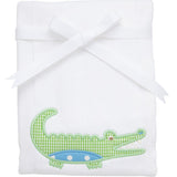 Alligator Applique Blue Burp