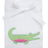 Alligator Applique Pink Burp