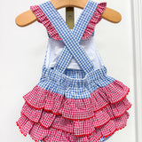 Blue Gingham Crab Ruffle Bubble