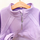 Oversized Cropped 1/4 Zip Sweatshirt Lavender