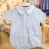 Blue Button Front Dot Creeper