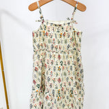 Beige Block Print Poplin Dress