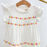 Contrast Floral Lace Trim Ruffle Tank Dress