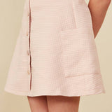Girls Blush Quilted Button Down Patch Pocket Skirt