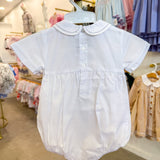 White/Blue Smocked Embroidered Diamond Creeper