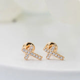 Diamond Gold Cross Studs