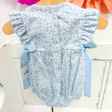 Light Blue Floral Sleeveless Girls Bubble