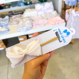 White Pleated Bow On Band