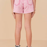 Pink Washed Cutoff Denim Shorts