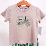Tractor Embroidered Short Set
