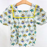 Blue Mix Floral Block Lace Top
