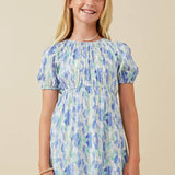 Blue Watercolor Floral Dress