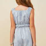 Blue Textured Sheen Romper