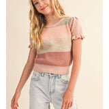 Pink Colorblock Sweater Top