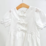 Girls Ribbon Detailed Puff Sleeve Dress