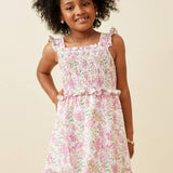 Girls Pink Floral Flutter Tank Dress