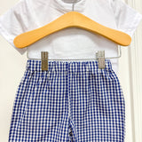 Blue Gingham USA Flag T-Shirt and Shorts Set