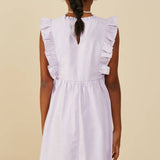 Girls Lavender Ruffle V-Neck Sleeveless Poplin Dress