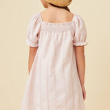 Girls Blush Lace Seersucker Smocked Dress