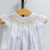 White & Ecru Smocked Geo Bubble