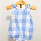 Large Blue Check Bubble Romper