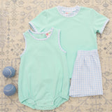 Avery Bubble- Mint w/ Light Blue Gingham