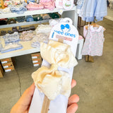 Medium Antique White Ruffle Bow on Band