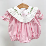 Bea Pink Bib Collar Embroidered Bubble