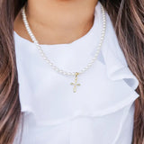Jayde Pearl Cross Necklace
